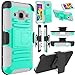 Galaxy Core Prime Case, EC™ Galaxy Prevail LTE Case, Hybrid Armor Dual Layer Full Body Protective Holster Case with Kickstand + Belt Swivel Clip for Samsung Galaxy Core Prime (A Turquoise+Grey)