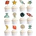 Sudopo Outer Space Dog Cupcake Toppers Rocket Themed Party Aliens Cake Decorative 24pcs Spaceship by GOCROWN