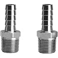 Beduan Stainless Steel 1/2" Hose Barb to 3/4" Male NPT Home Brew Fitting Water Fuel Air Gas (Pack of 2)