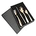 Stainless Steel Flatware Cutlery Set, S-JIANG 4 Piece Rose Gold Sterling Electroplated Metal Mirror Polished Kitchen Tableware Utensil Set, Service for 1 Person