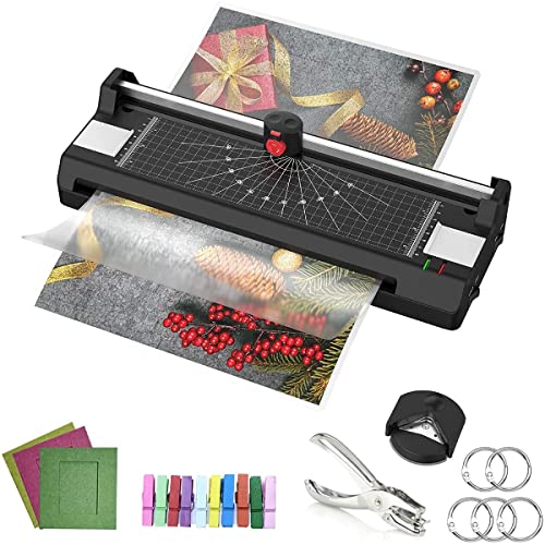 Eficentline 7 in 1 A3 A4 A6 Laminator Machine, 13 inch Thermal Laminating Machine Home Office School Use 50 Pouches, Corner Rounder (Black) (OL381)