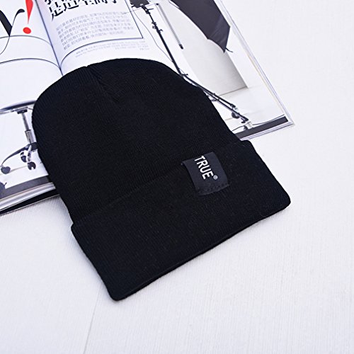 OrliverHL Unisex Cuff Warm Knit Plain Skull Beanie Toboggan Knit Hat/Cap,Black