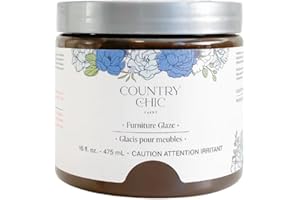 COUNTRY CHIC PAINT Furniture Glaze - Antique Patina Special Effects Glaze for Chalk Style Furniture Paint, Eco-Friendly Wood Stain, 6 Color Choices - Smoky Quartz [Chocolate Brown] - Pint (16 oz)