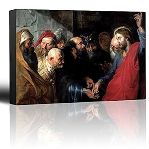 Oil Painting of Render Unto Caesar by Peter Paul Rubens - Baroque Style - Jesus Christ, Catholic, Religion - Canvas Art Home Art - 12x18 inches