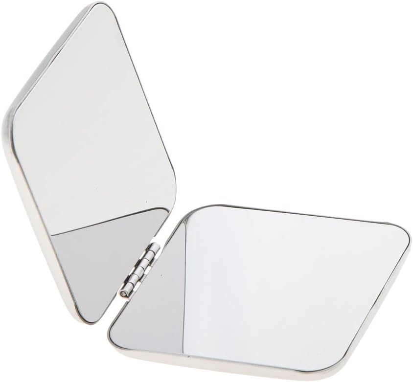 Fenteer Metal Mirror Pocket Small Makeup Mirrors, Double Sided Portable with Unbreakable Surface