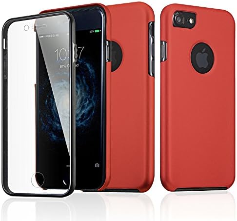 iPhone 7 Case,Tsjwee(TM) 360° Full Body Coverage Degree All-around Slim Fit Ultra-thin Hard Hybrid with [Screen Protector] Protective Skin Cover Case for iPhone 7 4.7" (Red)