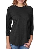 Next Level Tri-Blend 3/4-Sleeve Raglan Tee Shirt Medium Vintage Black/Vintage Black