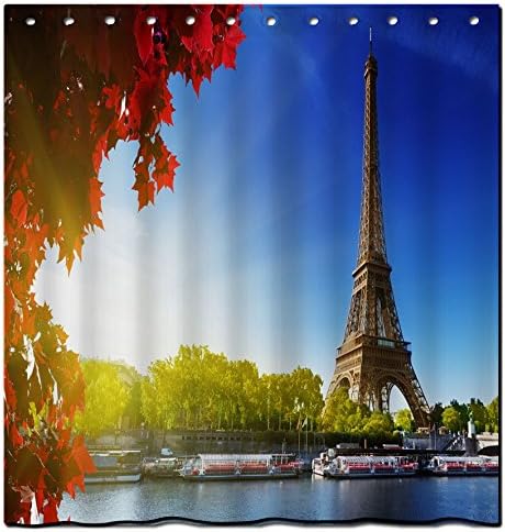 Wysocki Case Eiffel tower (23)60x72inch/150x180cm100% Waterproof Polyester Shower Curtain Fabric fashional classical environmental Romatic Style Various Size Custom Made