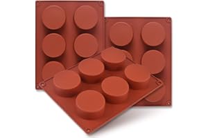 Newk Cylinder Silicone Mold, 3 Packs 6-Cavity 2" Round Cylinder Mold for Cupcake, Handmade Soap Molds, Muffin, Cake, Cheesecake, Brownie, Chocolate Cover