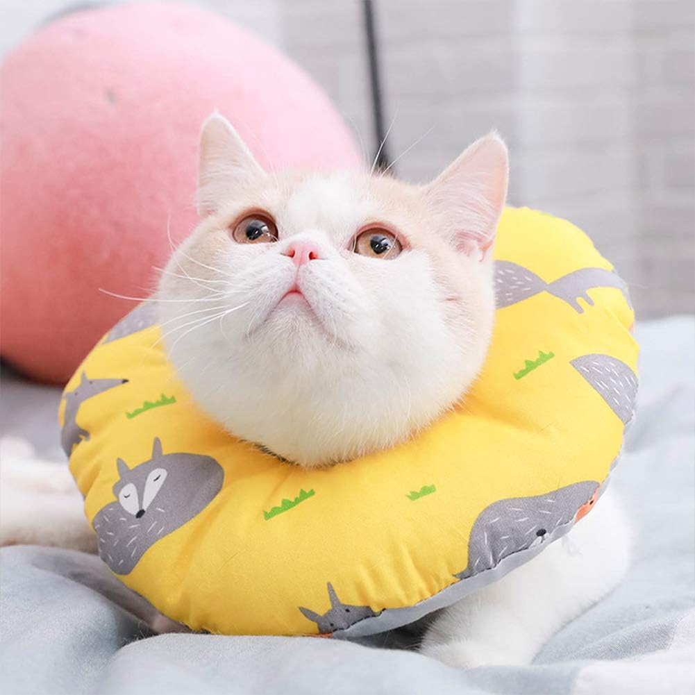 Amazon Alien Pet 猫 小型犬 エリザベスカラー 柔らかい 皮膚病 去勢手術 避妊 S イエローキツネ柄 Alien Pet エリザベスカラー 通販