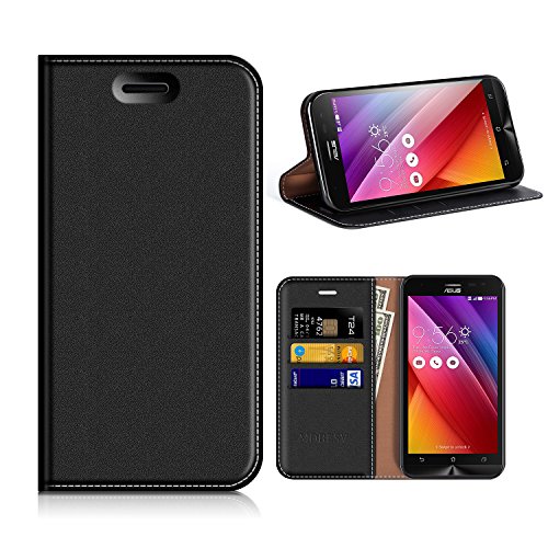 Asus Zenfone 2 Laser ZE550KL Wallet Case, Mobesv Zenfone 2 Laser ZE550KL Leather Case/Phone Flip Book Cover/Viewing Stand/Card Holder for Asus Zenfone 2 Laser ZE550KL, Black