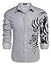 Coofandy Mens Fashion Print Dress Shirt Casual Cotton Button Down Shirts,Silver 1,Large