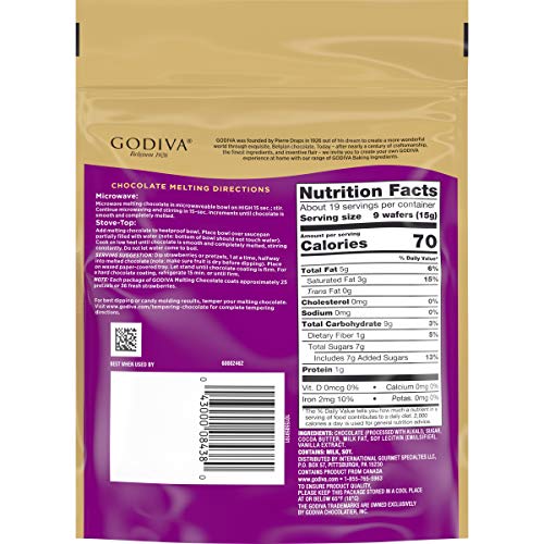 Godiva Dark Chocolate Premium Baking Chocolate Wafers, 10 oz - Thumbnail 4