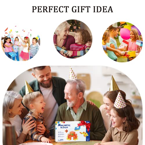 Hiwawind Magnetic Blocks, Toddler Toys for 3 4 5 Year Old Boys Girls, Stem Preschool Learning Magnet Sensory Toys and Gifts for Kids Building Blocks Cubes for Toddlers 3-5