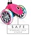 Globber 3 Wheel Adjustable Height Scooter with LED Light Up Wheels (Pink/Chrome)