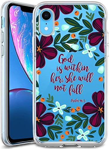 God Strength Love Quotes Clear Phone Case Compatible iPhone XR Customized Design by MERVELLE TPU Clear Shock-Proof Protective Case [Ultra Slim, Anti-Slippery]