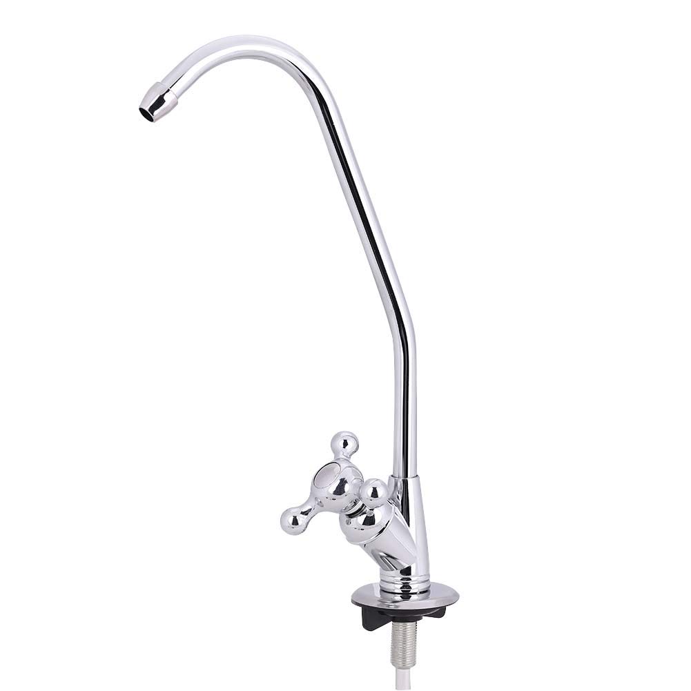 1/4'' Zinc Alloy Double Head Faucet Chrome Plated Reverse Osmosis Fast Connection Drinking Water Filter Kitchen Tap