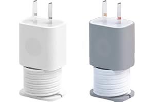 365Home 2 in 1 Silicone Charger Protector with Cord Wrap, iPhone Silicone Power Adapter Case, Snapback Charger Winder, Compatible with 18W/20W (2P-WG)