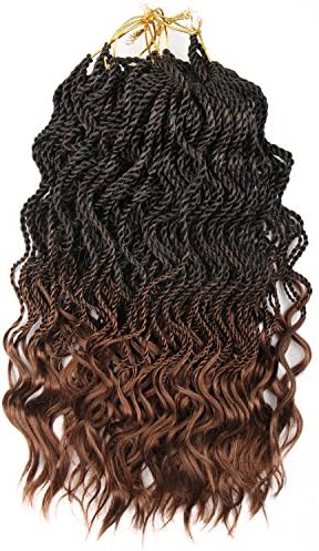 16Inch 35strands/pack 6packs/lot Wavy Ends Senegalese Twist Synthetic Crochet Curly Havana Mambo Braids Hair Extensions Black Brown Purple Light Brown Burgundy Pre-twist Hair (6packs T1b/30#)