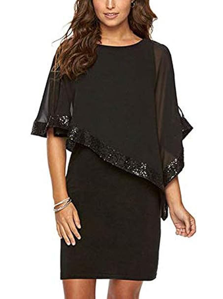 Pagacat Damen Kleid Elegant Festlich Abendkleid Schulterfreies Cocktailkleid Knielang Asymmetrisches Partykleid