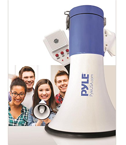 Pyle Megaphone PA Bullhorn Speaker - Built-in Siren 50 Watts Rechargeable Battery- 10 Sec Record Function for Football Baseball Basketball Cheerleading Fans Coaches or for Safety Drills - (PMP59IR)