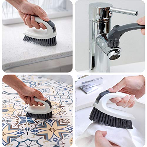 Cleaning Brush - Ergonomic Grip with Flexible and Durable Bristles Cleaning Brush, Scrub Brush for Bathroom, Showers, Tiles, Seams, Sinks, Multi-Purpose Heavy Duty Scrub Brush (2 Pack) (Black) - Thumbnail 5