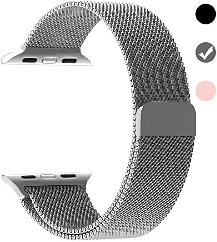 Stainless Steel Band Mesh Milanese Loop bracelet strap Replacement Band with Magnetic Closure Clasp for Apple Watch Series 1 Series 2 Edition-Silver 38mm&amp;42mm