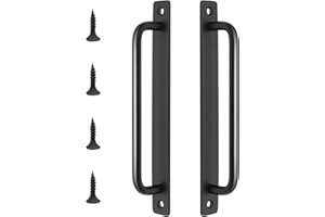 BLLREMIPSUR 2 Pack Barn Door Handles, 7.5 inch Hole Center Sliding Door Handle, Black Aluminium Alloy Cabinet Door Handles, Hardware Pull Handle for Closet Drawer Wooden Door