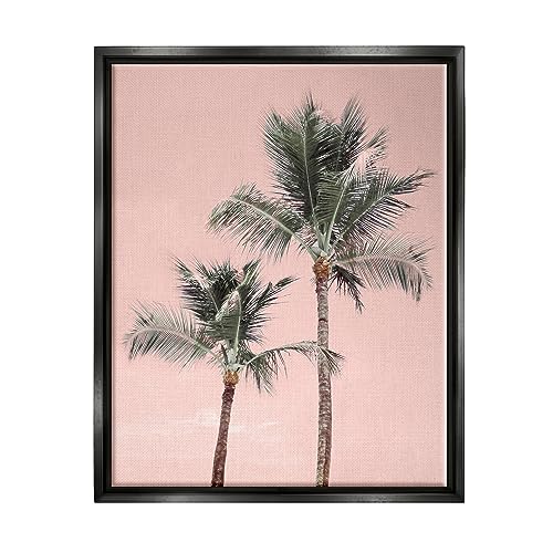 Stupell Industries Pink Summer Palm Trees Black Framed Floater Canvas Wall Art…