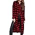 Franterd Women Plaid Shirt Womens Blouses Buffalo Check Collar Neck Button Down Long Shirts for Jeans Legging
