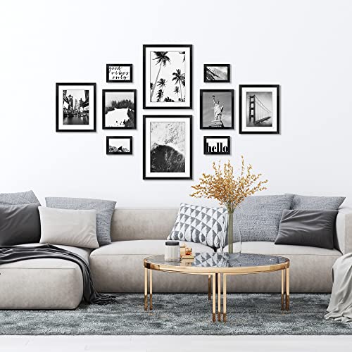 ArtbyHannah 10 Piece Framed Black Gallery Wall Picture Frames Set with