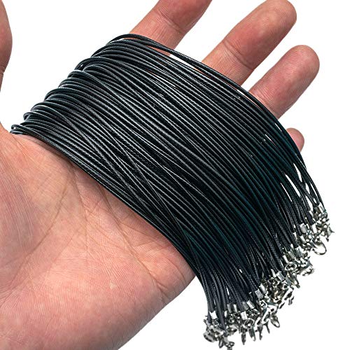 GENGMEI 120Pcs 20" Necklace Cord with Clasp for Bracelet Necklaces and Jewelry Making Accessories .1.5 mm Thickness,Black Bulk