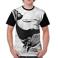 BlountDecor Printed T-Shirt,Monochrome Giant Sea Mammal Fashion Personality Customization