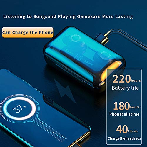 gdfh Waterproof Wireless Earbuds, Bluetooth 5.0 Wireless Headphone Hi-Fi Stereo Sound, Waterproof in-Ear Wireless Earphones w/Mic LCD Digital Display Rechargeable Case