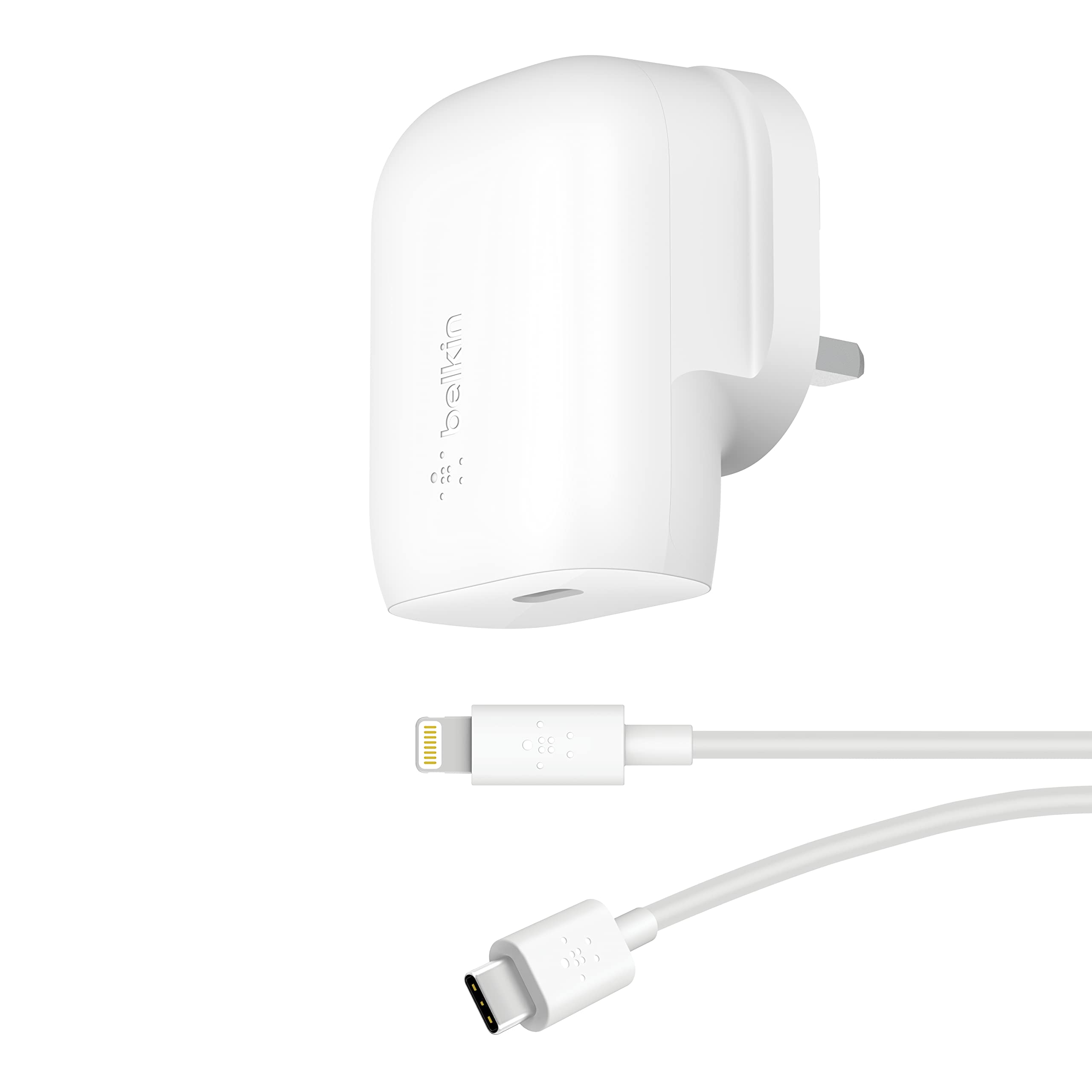 Belkin 30W USB C Wall Charger with USB-C to Lightning Cable, PPS, PowerDelivery, USB-IF Certified PD 3.0 Fast Charging for iPhone 14/14 Plus, Pro, Pro Max, and More