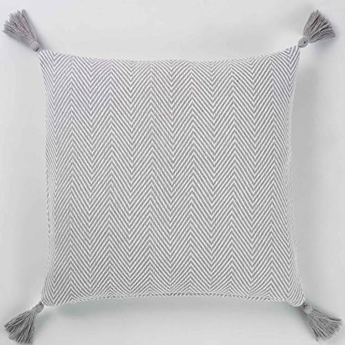 Charming and Delicate enoa Pompom Cushion Cover + Insert Tisse Cotton 40 x 40 cm, Cotton, taupe, 40x0.5x40 cm