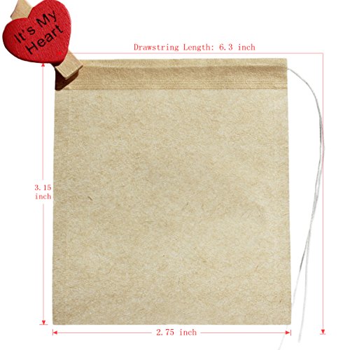 BSTEAN Tea Filter Bags Disposable Tea Infuser Drawstring Loose Leaf Tea with 100% Natural Unbleached Paper and Free Clip (100 PCS) - Thumbnail 4
