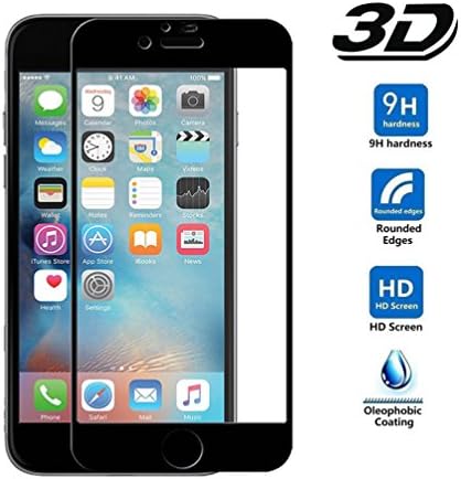 ETEENDDYY iPhone 8 / 7 Screen Protector Tempered Glass Case Friendly 3D Protector Film Silk Printing Black