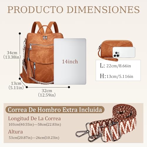 LEASOUL Women's Vegan Leather Waterproof and Anti-Theft Stylish Laptop Backpack for Office, University and Travel