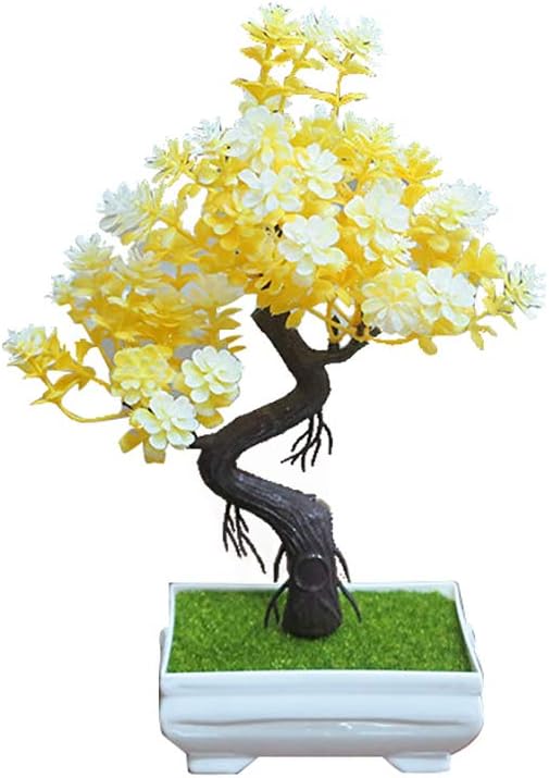Bangle009 Artificial Potted Tree Bonsai Simulation Plant Home Decor Table Centerpieces Yellow