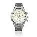 Han Shi Watch, Mens Fashion Crystal Stainless Steel Analog Quartz Wristwatch Simple Clock (Large, White)