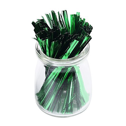 Sago Brothers 200pcs 4” Metallic Twist Ties (Green)