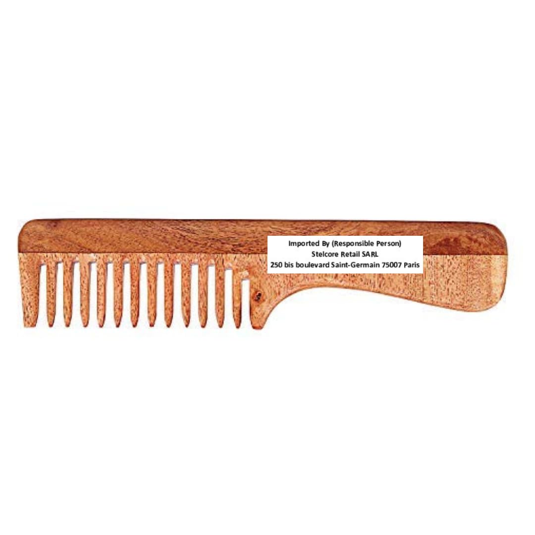 SVATV HANDCRAFTED NEEM COMB FOR DETANGLING HAIR FOR THICK, CURLY AND WAVY HAIR, NON-STATIC AND ECO-FRIENDLY WITH WIDE TOOTH FOR GROOMING HAIR COMB - (N-74)