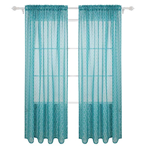 Deconovo Curtains Rod Pocket Window Treatments Circle Printed Sheer for Sliding…