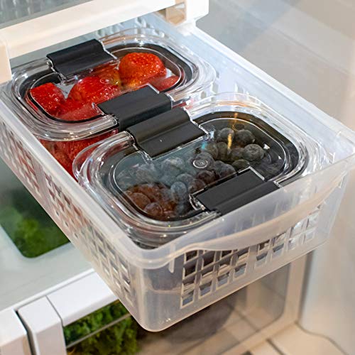 Fridge Organizer Drawer, Refrigerator Pull-Out Bin | Adjustable, Installs Under Shelf | Fits Most Fridges, Clear Plastic | BPA Free