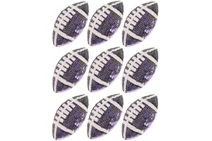 SAIXCCS 9 Pack Sequin Football Patches, Iron on Rugby Fabric Patches for Clothes Sewing, Patch for Holes, Jeans, Dress, Backpack, Bag, Shoe, Game Day Decorative Appliques (Purple)
