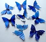 BLUE Small Assorted Set of 12 Edible Wafer Paper Butterflies © 1.75