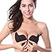Huluwa Women Bra Reusable Self Adhesive Silicone Bra Invisible Push-up Bras, Ultra-thin Breathable, Deep V Gathers, Tighten Breast, No Trace, Black, D