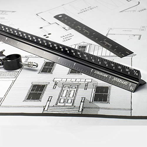 Architectural Scale Ruler 12" - Professional Grade Triangle Metal Design - Aluminum Imperial Laser Etched Scales - for Architects, Drafting, Blueprints, Engineering - Makes A Great Gift for Architect - Thumbnail 5