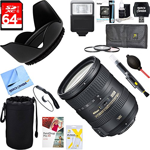 Nikon (2192) AF-S DX NIKKOR 18-200mm f/3.5-5.6G ED VR II Lens + 64GB Ultimate Filter & Flash Photography Bundle